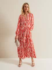 Phase Eight Red Louisa Maxi Abstract Dress - Image 3 of 8