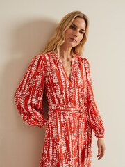 Phase Eight Red Louisa Maxi Abstract Dress - Image 7 of 8