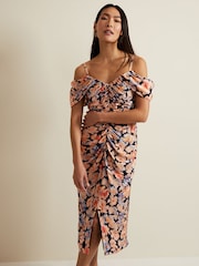 Phase Eight Black Cold Shoulder Prudence Midi Dress - Image 3 of 6