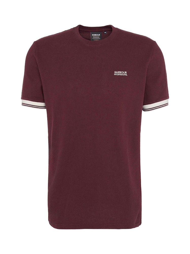 Barbour® International Spencer Waffle Textured Black 100% Cotton T-Shirt - Image 6 of 6