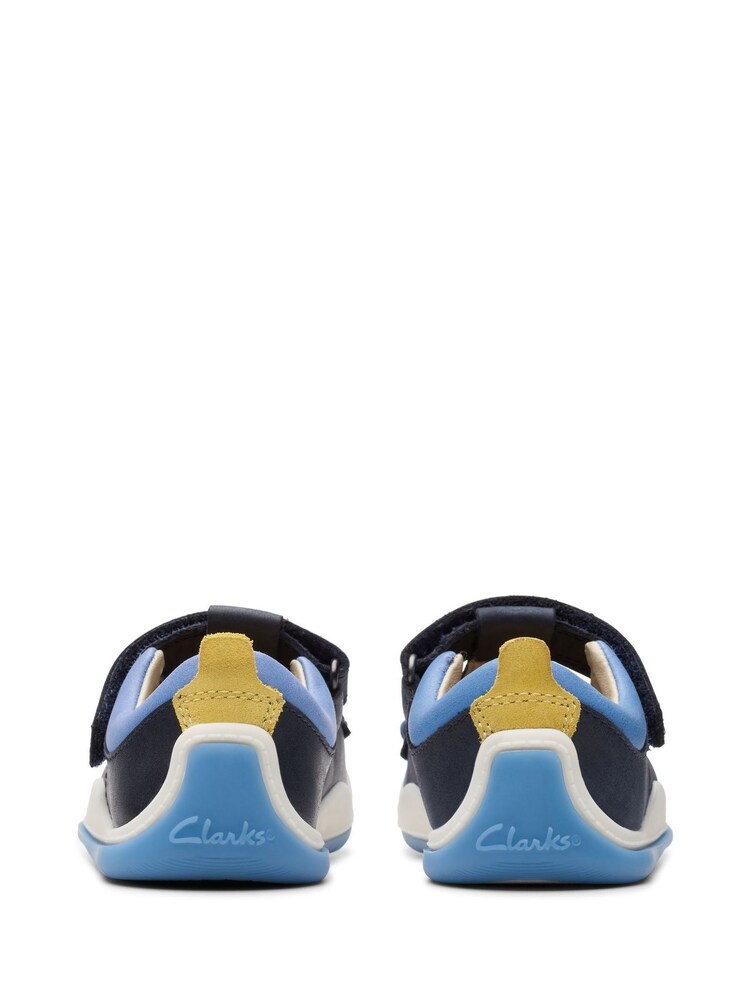 Clarks Navy Blue Wide Fit (G) Noodle Shine T Shoes - Image 2 of 8