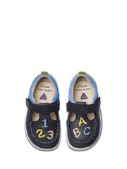 Clarks Navy Blue Wide Fit (G) Noodle Shine T Shoes - Image 5 of 8