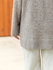 nevtralne barve Mole rjava - Sproščeno prileganje Oversized Longline Button Knitted pletena pletena jopa - Slika 5 iz 8