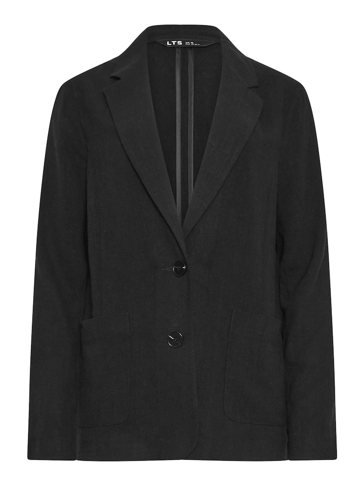 Long Tall Sally Black LTS Tall Black Linen Blazer - Image 4 of 4