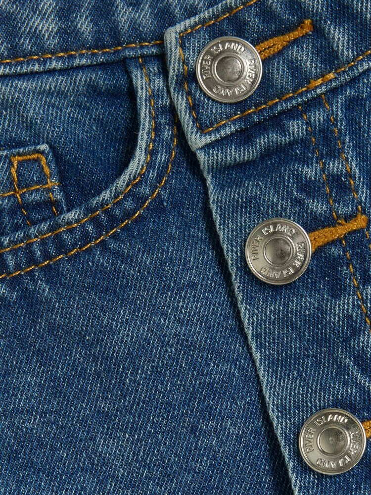River Island Blue Girls Button Front 100% Cotton Skort - Image 3 of 3