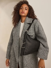 Black Leather Ring Shoulder Bag - Image 1 of 9