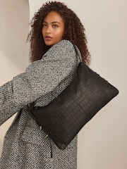 Black Leather Ring Shoulder Bag - Image 2 of 9