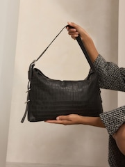 Black Leather Ring Shoulder Bag - Image 3 of 9