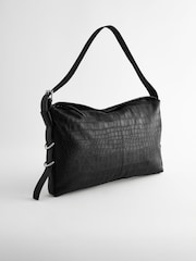 Black Leather Ring Shoulder Bag - Image 5 of 9