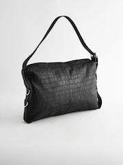 Black Leather Ring Shoulder Bag - Image 6 of 9