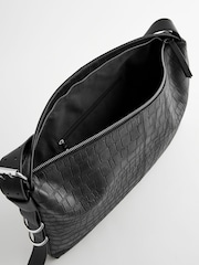 Black Leather Ring Shoulder Bag - Image 7 of 9
