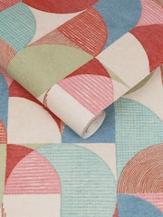 Graham & Brown Red Stitch Craze Wallpaper Sample - Image 3 of 3