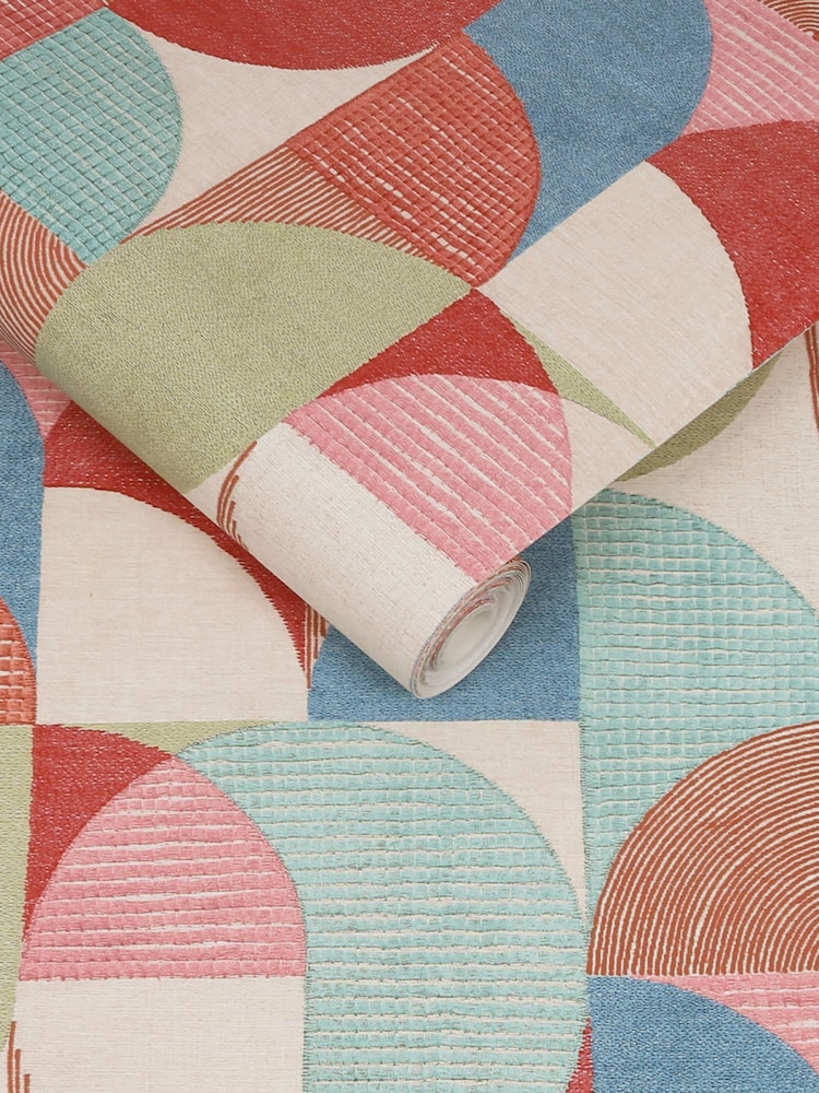 Graham & Brown Red Stitch Craze Wallpaper Sample - Image 3 of 3