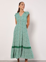 Apricot Green Dot Print Maxi Dress - Image 1 of 5