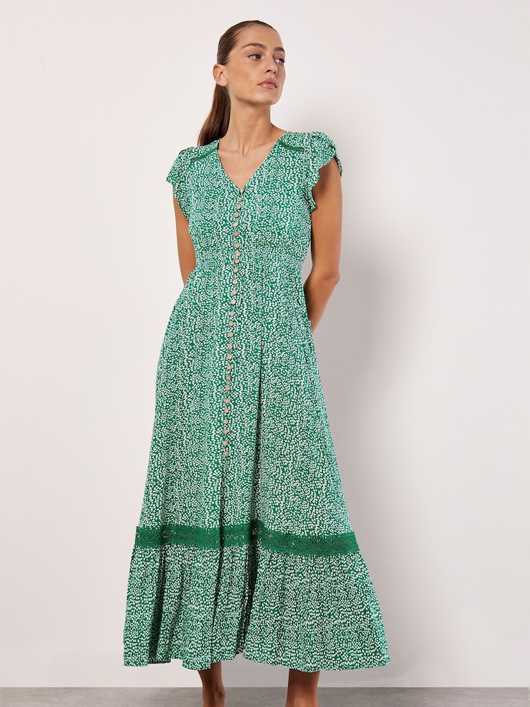Apricot Green Dot Print Maxi Dress - Image 1 of 5