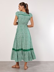 Apricot Green Dot Print Maxi Dress - Image 2 of 5