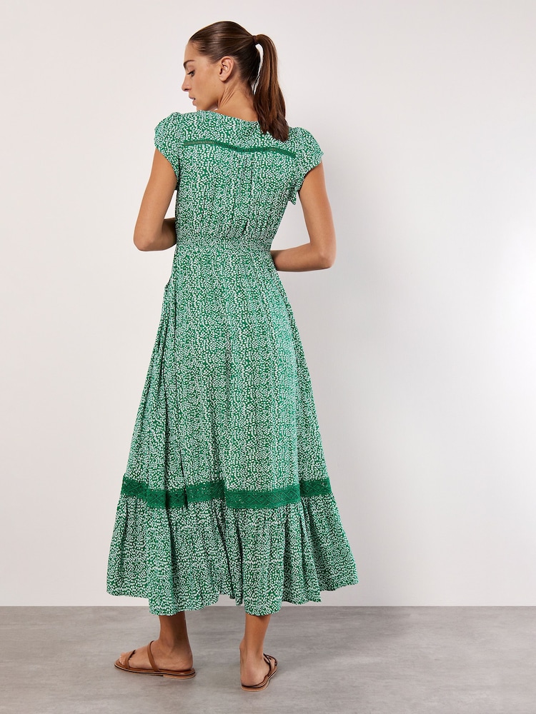 Apricot Green Dot Print Maxi Dress - Image 2 of 5
