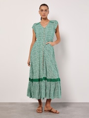 Apricot Green Dot Print Maxi Dress - Image 3 of 5