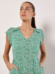 Apricot Green Dot Print Maxi Dress - Image 4 of 5