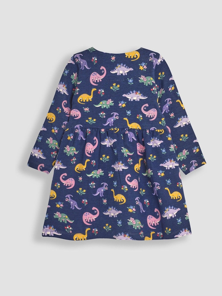 JoJo Maman Bébé Navy Blue Dino Button Front Dress - Image 2 of 3