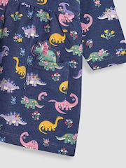 JoJo Maman Bébé Navy Blue Dino Button Front Dress - Image 3 of 3