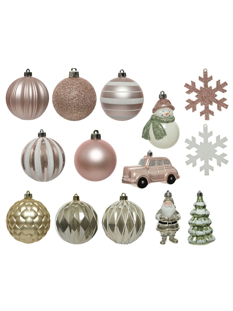 Decoris Pink Decoris 25 Piece Shatterproof Christmas Baubles - Image 2 of 3