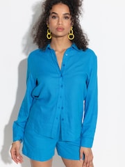 Pour Moi Blue Wren Button Through Long Sleeve Shirt - Image 2 of 5
