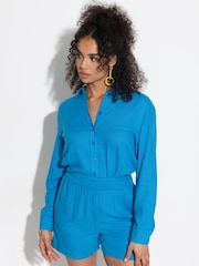 Pour Moi Blue Wren Button Through Long Sleeve Shirt - Image 3 of 5