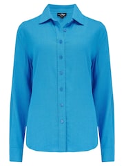 Pour Moi Blue Wren Button Through Long Sleeve Shirt - Image 4 of 5