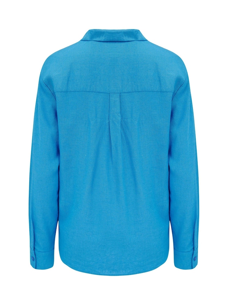 Pour Moi Blue Wren Button Through Long Sleeve Shirt - Image 4 of 4