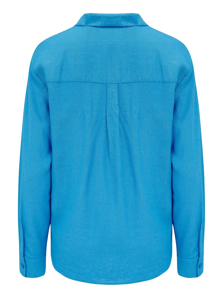 Pour Moi Blue Wren Button Through Long Sleeve Shirt - Image 5 of 5