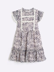 River Island White Girls Leopard Chiffon Dress - Image 1 of 3