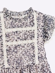 River Island White Girls Leopard Chiffon Dress - Image 2 of 3