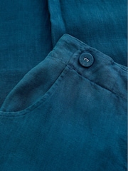 Seasalt Cornwall Teal Point Crop 100% Linen Trousers - Image 5 of 5