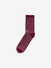 Olive/Berry/Navy/White Stripe Cushion Sole Ribbed Ankle Socks With Arch Support 4 Pack - Image 3 of 5