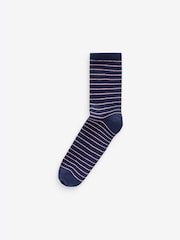 Olive/Berry/Navy/White Stripe Cushion Sole Ribbed Ankle Socks With Arch Support 4 Pack - Image 5 of 5