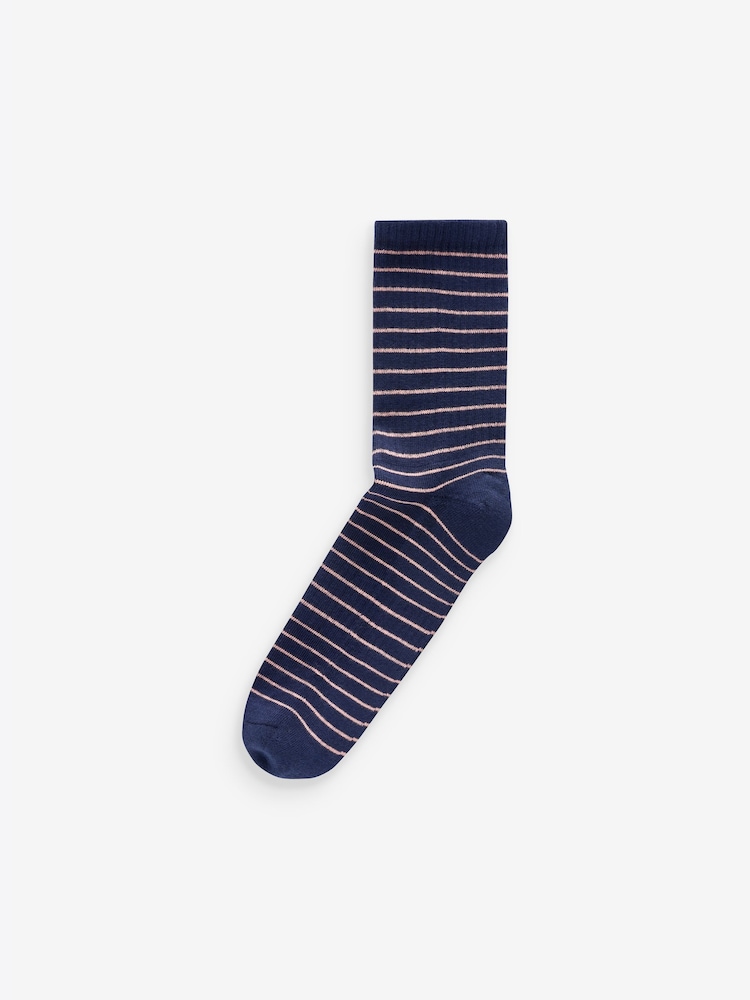Olive/Berry/Navy/White Stripe Cushion Sole Ribbed Ankle Socks With Arch Support 4 Pack - Image 5 of 5