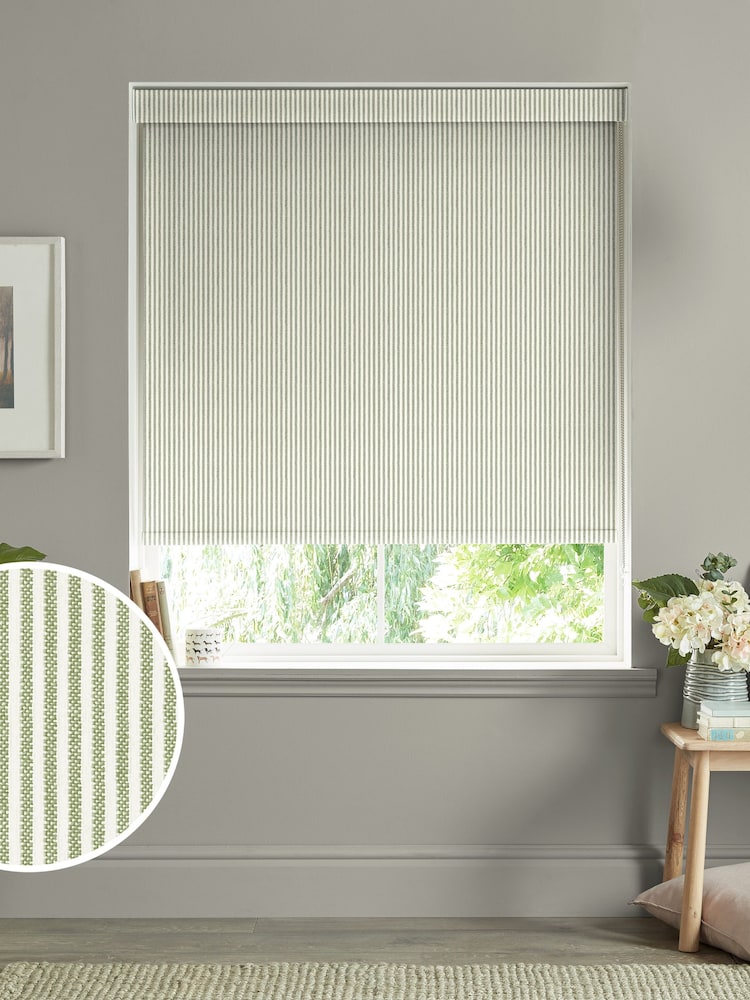 Sophie Allport Sage Green Stamford Stripe Made to Measure Roller Blinds - Image 1 of 6