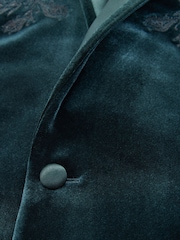 Green EDIT Embroidered Velvet Blazer - Image 10 of 12