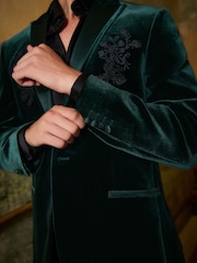Green EDIT Embroidered Velvet Blazer - Image 4 of 12