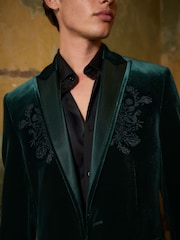 Green EDIT Embroidered Velvet Blazer - Image 5 of 12