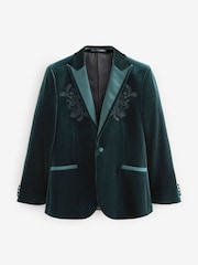 Green EDIT Embroidered Velvet Blazer - Image 7 of 12