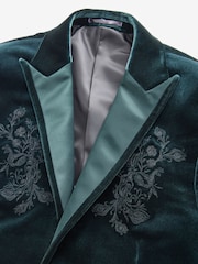Green EDIT Embroidered Velvet Blazer - Image 8 of 12