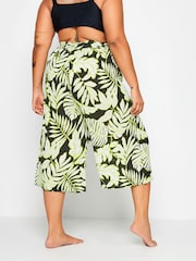 Yours Curve Black Green Leaf Print Culottes - Image 2 of 5