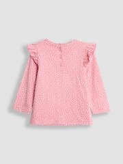 JoJo Maman Bébé Pink Bunny & Mouse Frill Long Sleeve Appliqué Top - Image 2 of 3