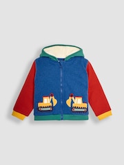 JoJo Maman Bébé Cobalt Construction Pockets Applique Cosy Hoodie - Image 1 of 3