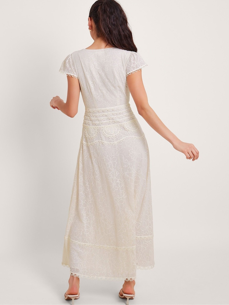 Monsoon Cream Irene Broderie Dress - Image 2 of 6