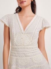 Monsoon Cream Irene Broderie Dress - Image 3 of 6