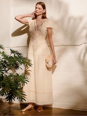 Monsoon Cream Irene Broderie Dress - Image 5 of 6