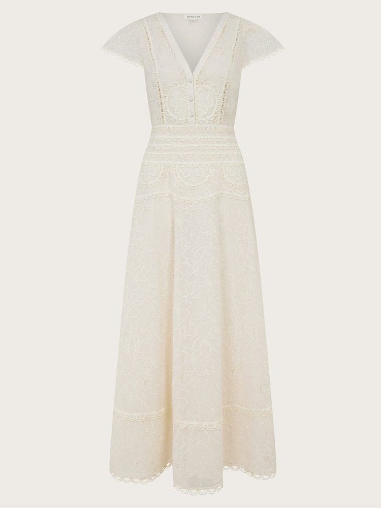 Monsoon Cream Irene Broderie Dress - Image 6 of 6